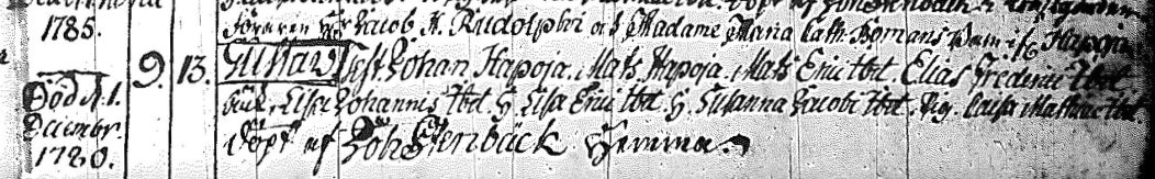 Gustav Jacobssons Døbt i Alaharma kirke